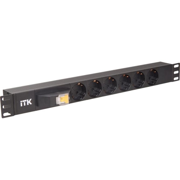 Блок розеток ITK с автоматом 6 мест PDU 1U вход С14 без шнура PH21-6D3