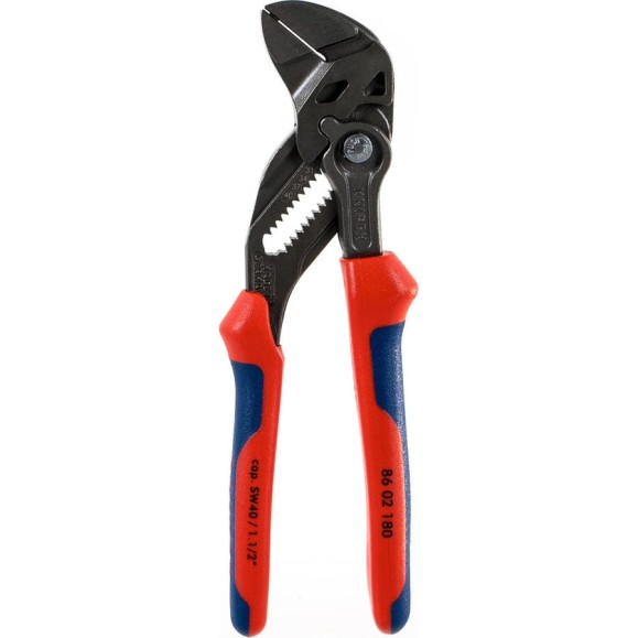 Переставные клещи - гаечный ключ KNIPEX 40 мм, 1 1/2, L-180 мм, серые, 2-к ручки KN-8602180 Переставные клещи - гаечный ключ KNIPEX 40 мм, 1 1/2, L-180 мм, серые, 2-к ручки KN-8602180