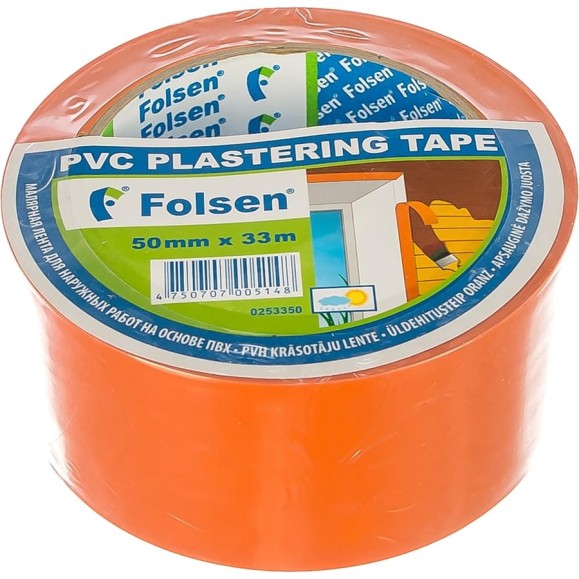 Cтроительная лента PVC Folsen оранжевая, 50мм x 33м 0253350