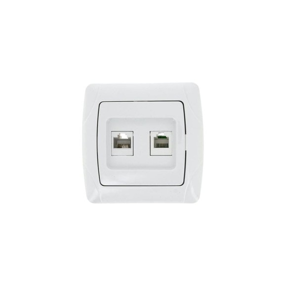 Розетка EKF Мадрид, RJ45+Phone, белая EIK01-135-10