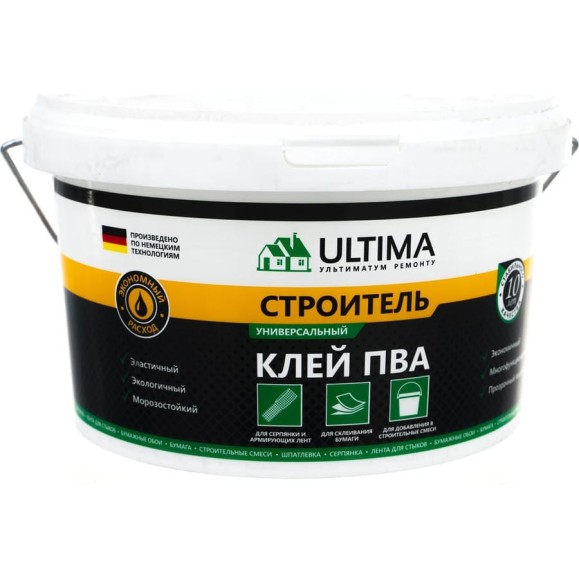 Клей ПВА ULTIMA СТРОИТЕЛЬ ведро 2,3кг ULTSTR23 Клей ПВА ULTIMA СТРОИТЕЛЬ ведро 2,3кг ULTSTR23