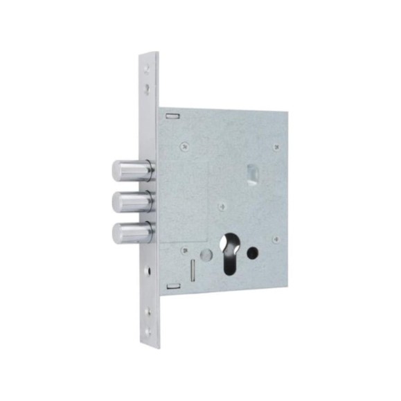 Корпус цилиндрового замка DOORLOCK DL9257С/60мм, хромиров. фронт. планка 28х220мм, реверсивный, диам. ригеля 16мм, OEM 75337