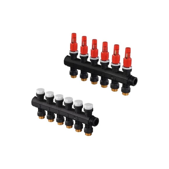 Коллектор с расходомерами Uponor Vario Plus пластиковый, выходы 6х3/4, евроконус 1030585