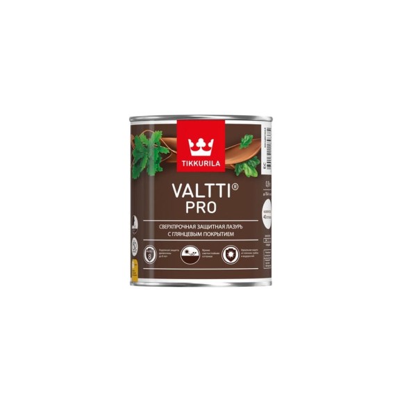 Лазурь Tikkurila VALTTI PRO сверхпрочная, защитная, глянцевая, орегон 0,9л 52785 700010339