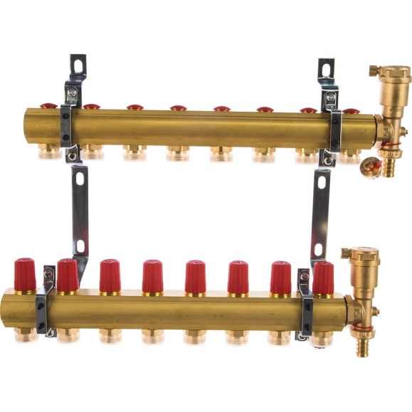 Комплект коллекторов Danfoss FHF-8 set с кронштейнами и воздухоотводчиками 8 контуров 088U0708 Комплект коллекторов Danfoss FHF-8 set с кронштейнами и воздухоотводчиками 8 контуров 088U0708