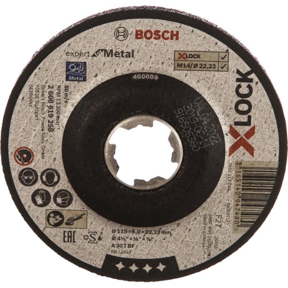 Обдирочный диск по металлу X-LOCK (115x6x22.2 мм) Bosch 2608619258 Обдирочный диск по металлу X-LOCK (115x6x22.2 мм) Bosch 2608619258