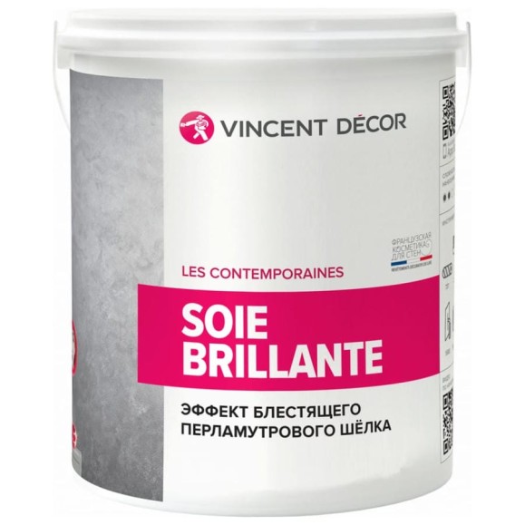 Декоративное перламутровое покрытие VINCENT DECOR SOIE BRILLIANTE с эффектом шелка 2,5л 103-078