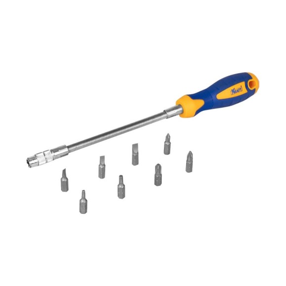 Отверточная гибкая рукоятка со вставками 9 предметов KRAFT KT 700469