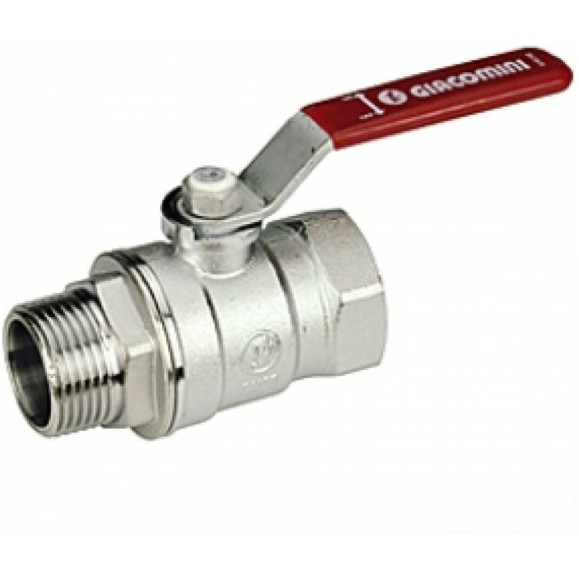 Шаровой кран Giacomini  R254DL 3/4", внутренняя/наружная, ручка-рычаг красный, хромированный R254LX004