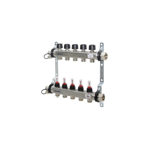 Коллектор Uponor с расходомерами Vario S стальной, выходы 11X3/4 Евроконус 1086547 Коллектор Uponor с расходомерами Vario S стальной, выходы 11X3/4 Евроконус 1086547