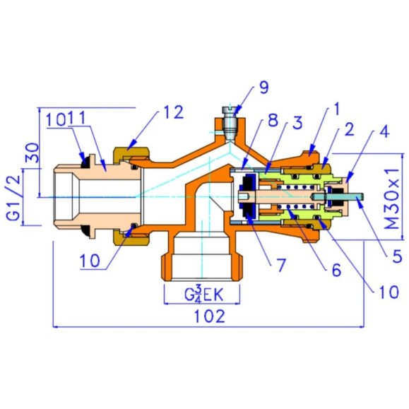 Термостатический клапан Valtec VT.049.NE.04