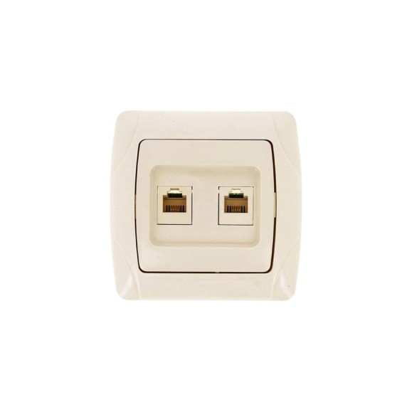 Розетка EKF Мадрид, RJ45+Phone, бежевая EIK01-135-20
