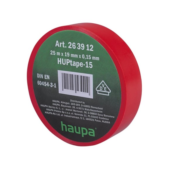 Изолента ПВХ HAUPA 19 мм x 25 м, цвет красный 263912 Изолента ПВХ HAUPA 19 мм x 25 м, цвет красный 263912