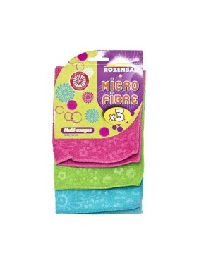 Набор тряпок из микрофибры 30x30см 3шт FLOWER POWER, набор 4 шт. ROZENBAL R215108/4