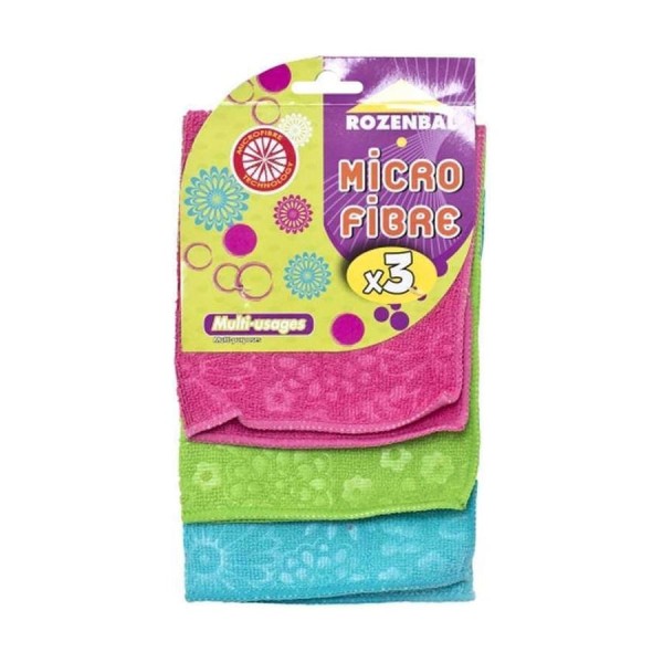 Набор тряпок из микрофибры 30x30см 3шт FLOWER POWER, набор 4 шт. ROZENBAL R215108/4