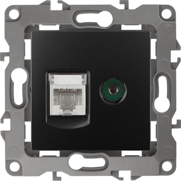Комбинированная розетка ЭРА 12-3110-05 RJ45 TV, IP20, 12, антрацит Б0027445