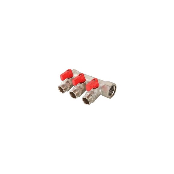 Коллектор с отсекающими кранами, 1х3 вых. 1/2 нар. Valtec VTc.580.N.0603