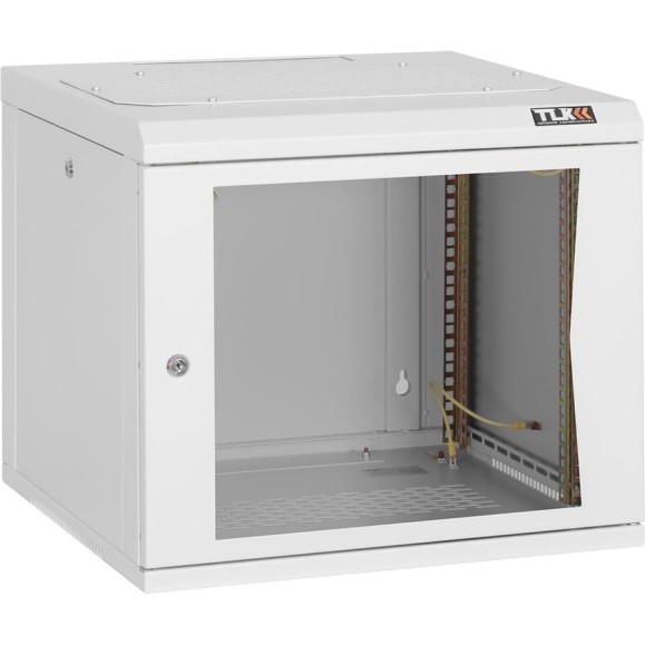 Настенный шкаф TLK 19, 9U, стеклянная дверь, серый TWC-095360-G-W-GY