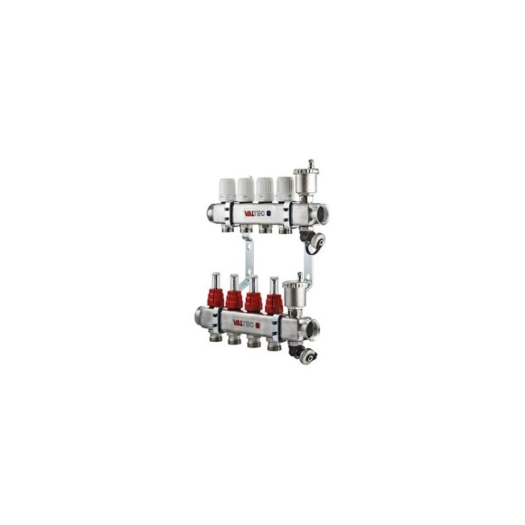 Латунный коллектор COMAP 1" с расходомерами, петли 3/4" НР Евроконус, с балансировочными вентилями, 11 петли C311021001