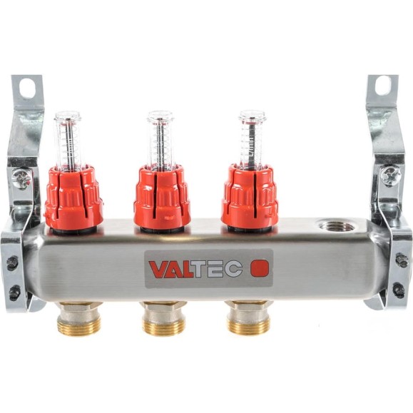 Коллекторная группа со встроенными расходомерами VALTEC в сборе, 1х3 выходов, Евроконус 3/4 VTc.586.EMNX.0603 Коллекторная группа со встроенными расходомерами VALTEC в сборе, 1х3 выходов, Евроконус 3/4 VTc.586.EMNX.0603