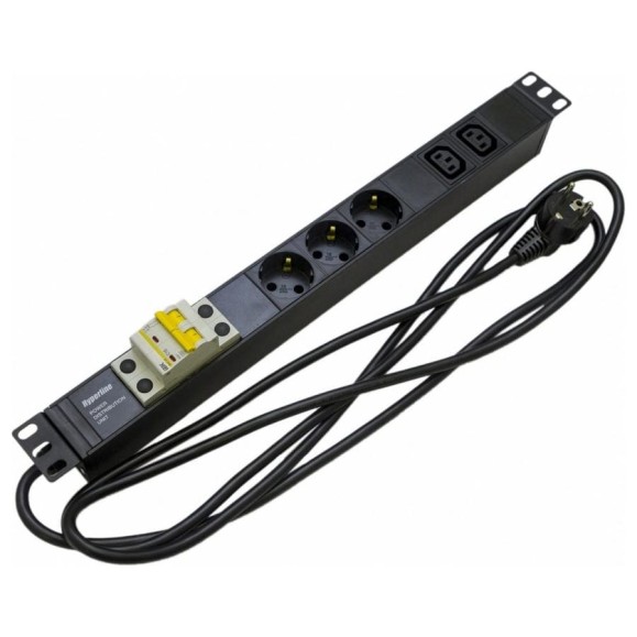 Блок розеток Hyperline SHE19-3SH-2IEC-B-2.5EU для 19 шкафов, горизонтальный 397015