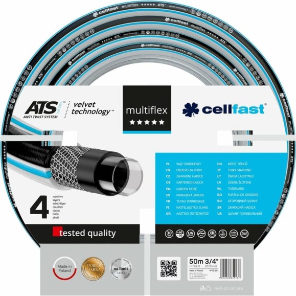 Садовый шланг Cellfast MULTIFLEX ATS VARIANT VT 3/4'', 50 м 13-221 Садовый шланг Cellfast MULTIFLEX ATS VARIANT VT 3/4'', 50 м 13-221