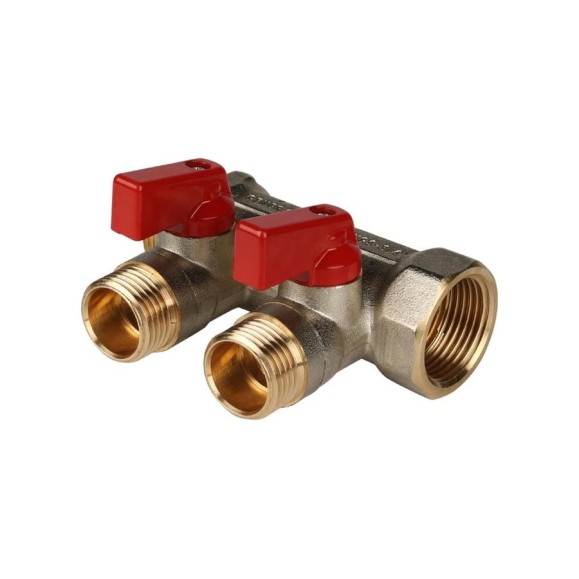 Коллектор с шаровыми кранами STOUT 3/4, 2 отвода 1/2 кр. SMB 6200 341202 RG008S258LMAM1