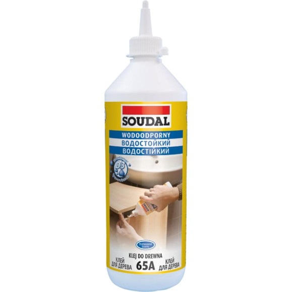 Водостойкий клей для дерева SOUDAL 65А на основе ПВА дисперсии 750 мл D3 104739 Водостойкий клей для дерева SOUDAL 65А на основе ПВА дисперсии 750 мл D3 104739