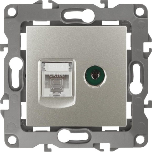 Комбинированная розетка ЭРА 12-3110-15 RJ45 TV, IP20, 12, перламутр Б0027450