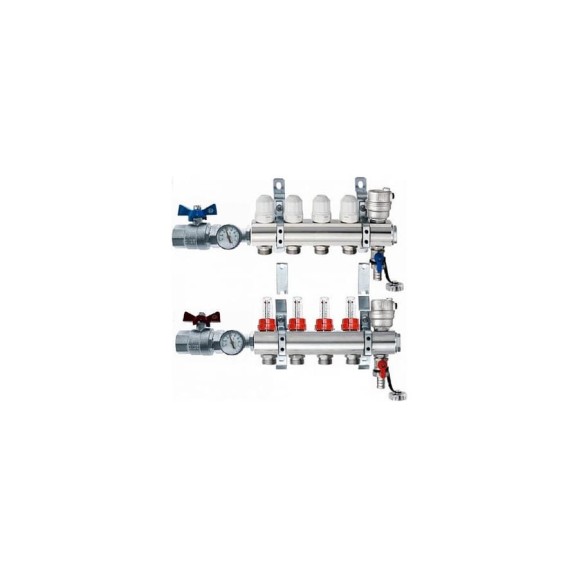 Коллекторный блок KROMWELL с термостатическими вставками, расходомерами EU.ST6081551 1x34x5_k Коллекторный блок KROMWELL с термостатическими вставками, расходомерами EU.ST6081551 1x34x5_k
