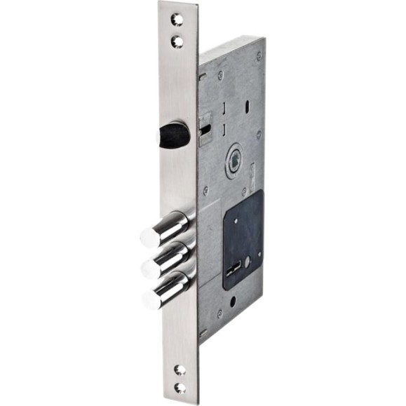 Корпус сувальдного замка DOORLOCK DL9252K/60/85мм, 5 ключей, хромированная фронтальная планка 28х300мм, реверсивный, диаметр ригелей 16мм, OEM 75338