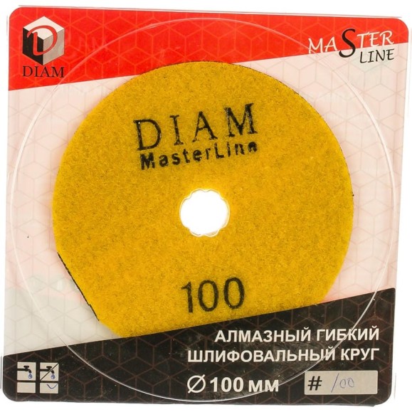 Круг алмазный гибкий шлифовальный АГШК Master Line (100х2 мм; №100; сухая) Diam 000566