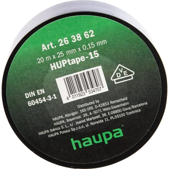 Изолента HAUPA ПВХ чёрный 25 ммх20 м, d 74 мм 263862 Изолента HAUPA ПВХ чёрный 25 ммх20 м, d 74 мм 263862