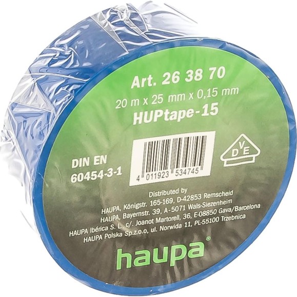 Изолента HAUPA ПВХ синий 25 ммх20 м, d 74 мм 263870 Изолента HAUPA ПВХ синий 25 ммх20 м, d 74 мм 263870