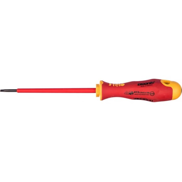 Диэлектрическая отвертка Felo Ergonic 3,0х0,5х100 плоская шлицевая 41303090