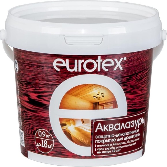 Защитно-декоративное покрытие для древесины Eurotex Аквалазурь ваниль, полуглянцевое, 0.9 кг 48777