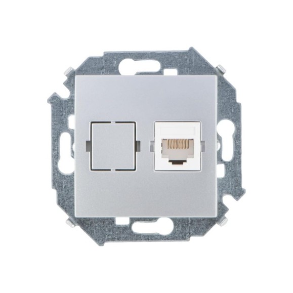 Компьютерная розетка Simon RJ45 кат.5е, Systimax, алюминий 1591598-033 Компьютерная розетка Simon RJ45 кат.5е, Systimax, алюминий 1591598-033