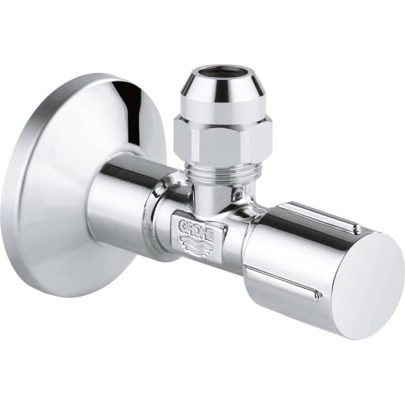 Угловой вентиль Grohe с металлической розеткой и уплотнительным кольцом, 1/2х3/8, 1 шт. 22039000 Угловой вентиль Grohe с металлической розеткой и уплотнительным кольцом, 1/2х3/8, 1 шт. 22039000