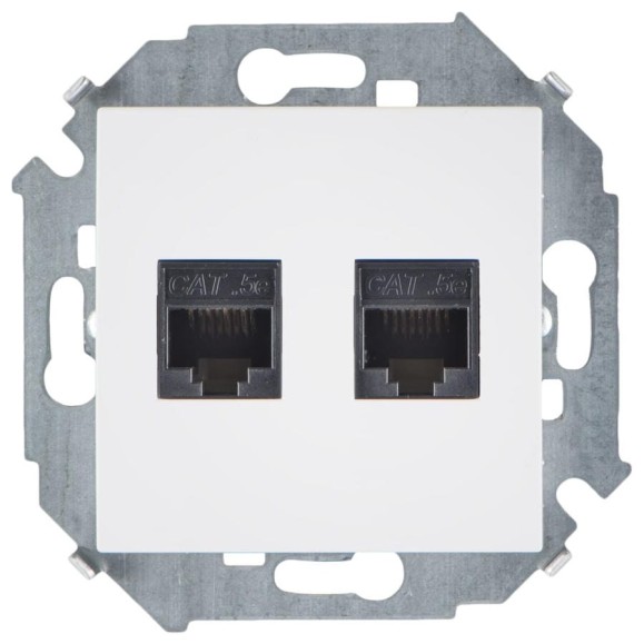 Компьютерная двойная розетка Simon RJ45 кат.5e AMP, белый 1591552-030