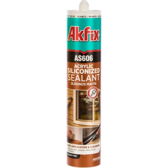 Силиконизированный акриловый герметик Akfix AS606 белый, 310 мл AA001 Силиконизированный акриловый герметик Akfix AS606 белый, 310 мл AA001