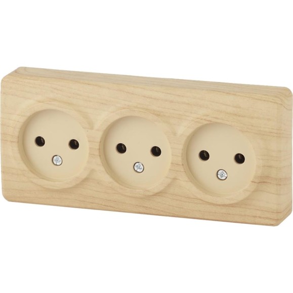 Розетка ЭРА 11-2207-11 3х2P, 16A-250В, IP20, ОУ, Эксперт, сосна Б0020699