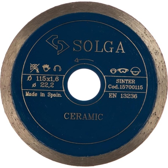 Диск алмазный сплошной (115х22,2 мм) CERAMICS MARBLE Solga Diamant 15700115 Диск алмазный сплошной (115х22,2 мм) CERAMICS MARBLE Solga Diamant 15700115