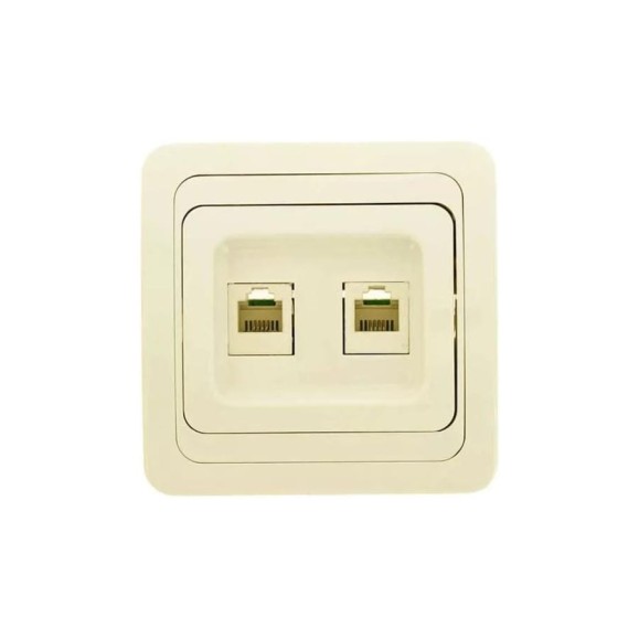 Розетка EKF Лондон RJ45+Phone бежевая EEK00-135-20