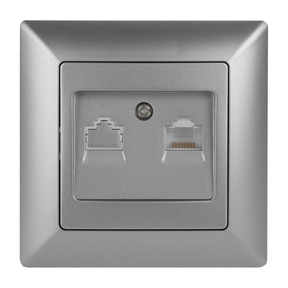 Информационная розетка Intro 430303 RJ45, СУ, Solo, алюминий Б0043384