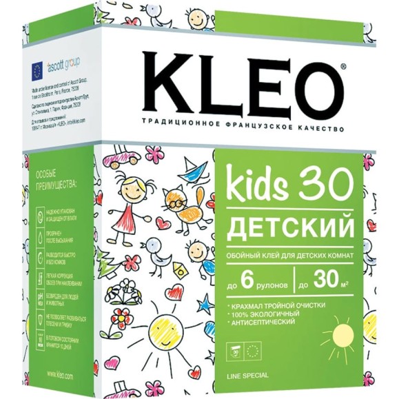 Обойный клей для детских комнат KLEO сыпучий 030 KIDS 30 Обойный клей для детских комнат KLEO сыпучий 030 KIDS 30