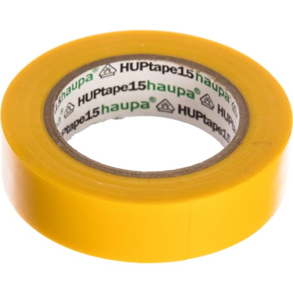 Изолента ПВХ HAUPA цвет желтый, шир.15мм, длина 10 м, d 60 мм 263806