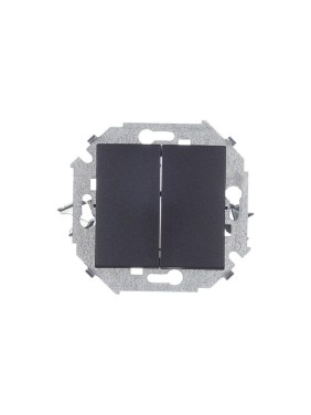Двухклавишный проходной выключатель Simon 16А 250В, винтовой зажим, графит 1591397-038