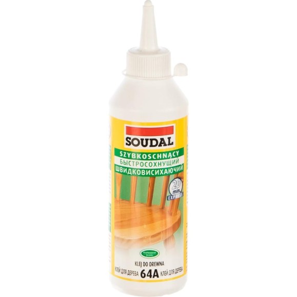 Быстросохнущий клей для дерева SOUDAL 64А на основе ПВА дисперсии 250 мл D2 107628