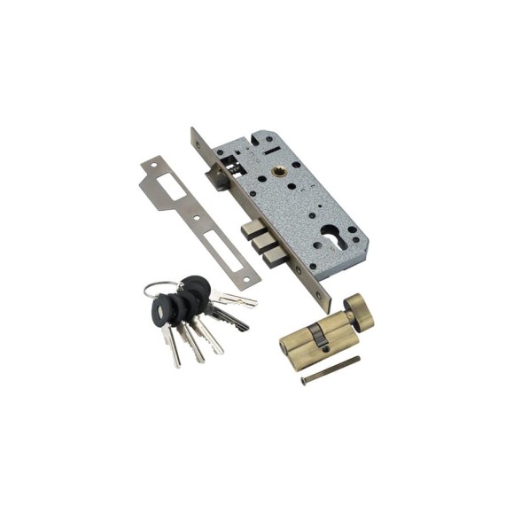 Врезной замок с секретным двухрядным цилиндром ADDEN BAU LOCK 4585 5-60B D BRONZE 940000000590