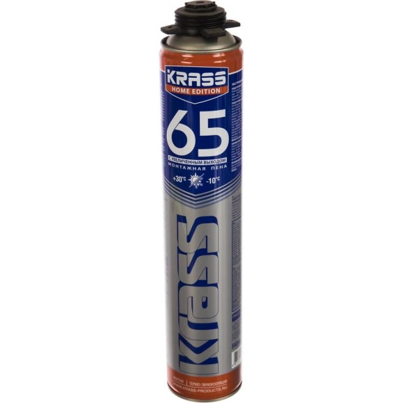 Монтажная пена KRASS Home Edition 65 пистолетная всесезонная 0,84л Республика Беларусь 0005566